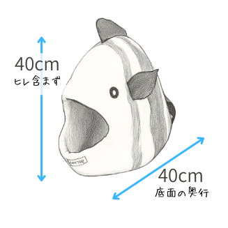 外から測った高さと奥行きです。フェルトの厚みが2cm弱あるため、内部は最大で4cm狭くなります