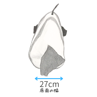 後ろから見た図。横幅のおおまかなサイズです