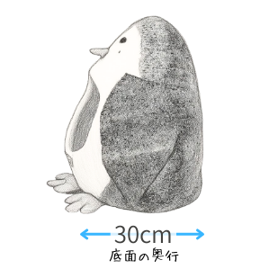 横から見た図。奥行きのおおまかなサイズです