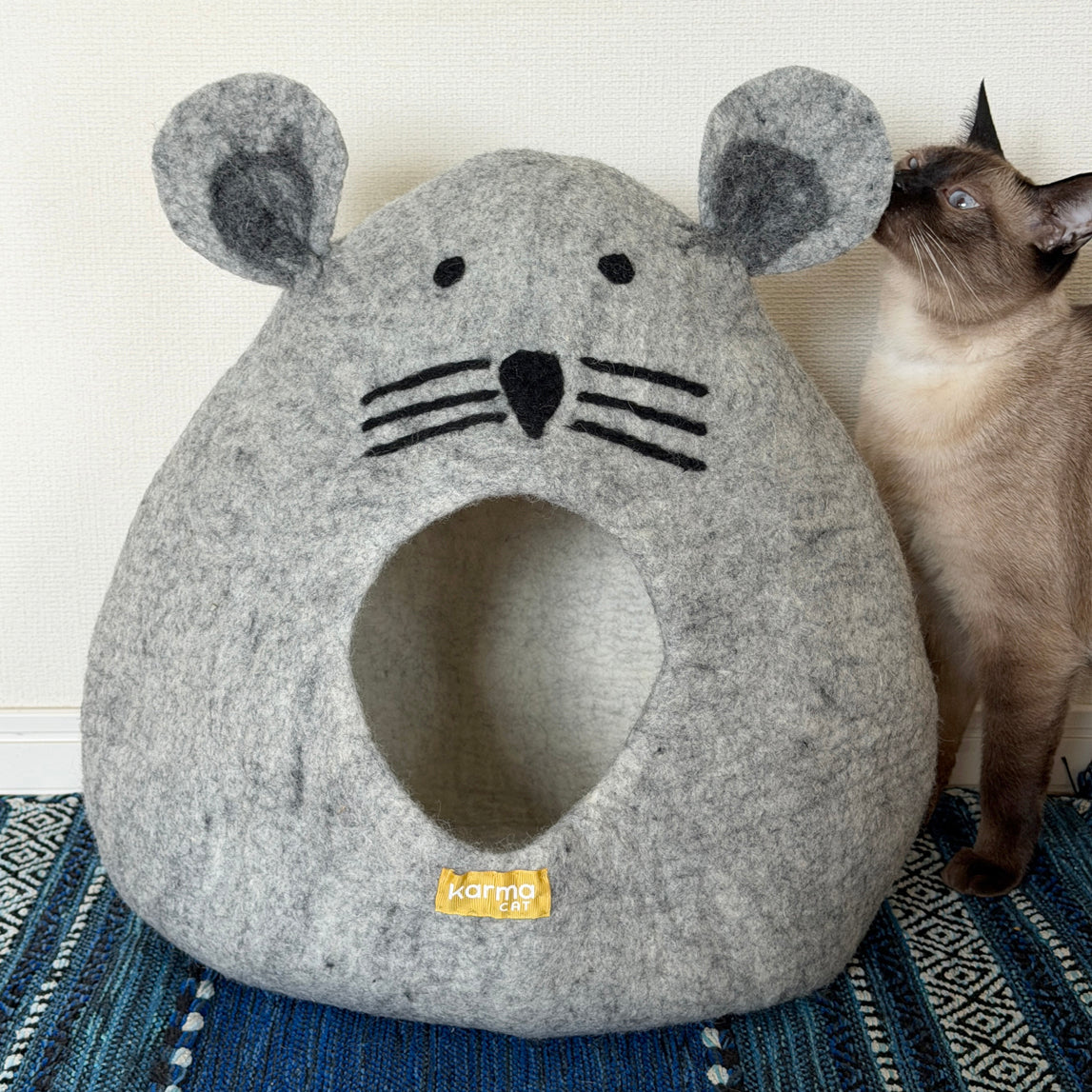 猫ちぐら ネズミ｜天然ウール100% 手作り・Tortie (トーティー)