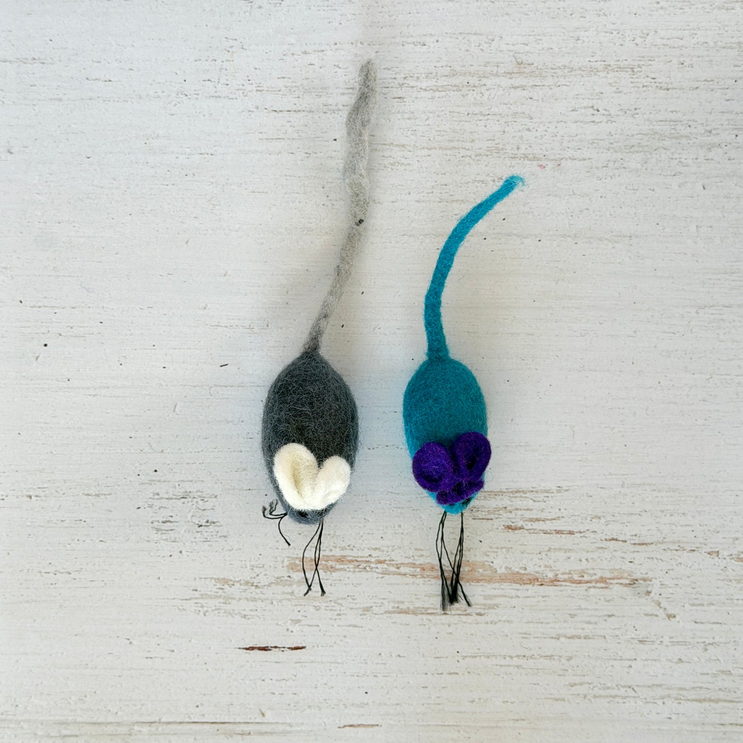 左がネズミ、右がネズミ3兄弟のうちの1匹。左のほうがやや大きくしっぽも長いです